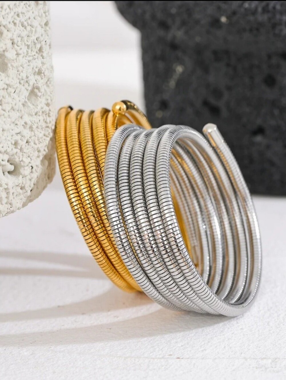 Quiluna Jewelry Stainless Steel Stackable Multi-layer Wrap.